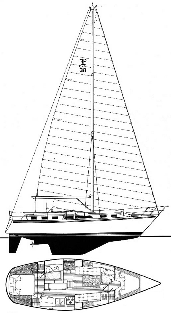 The Endeavour 38 Center Cockpit Sailplan